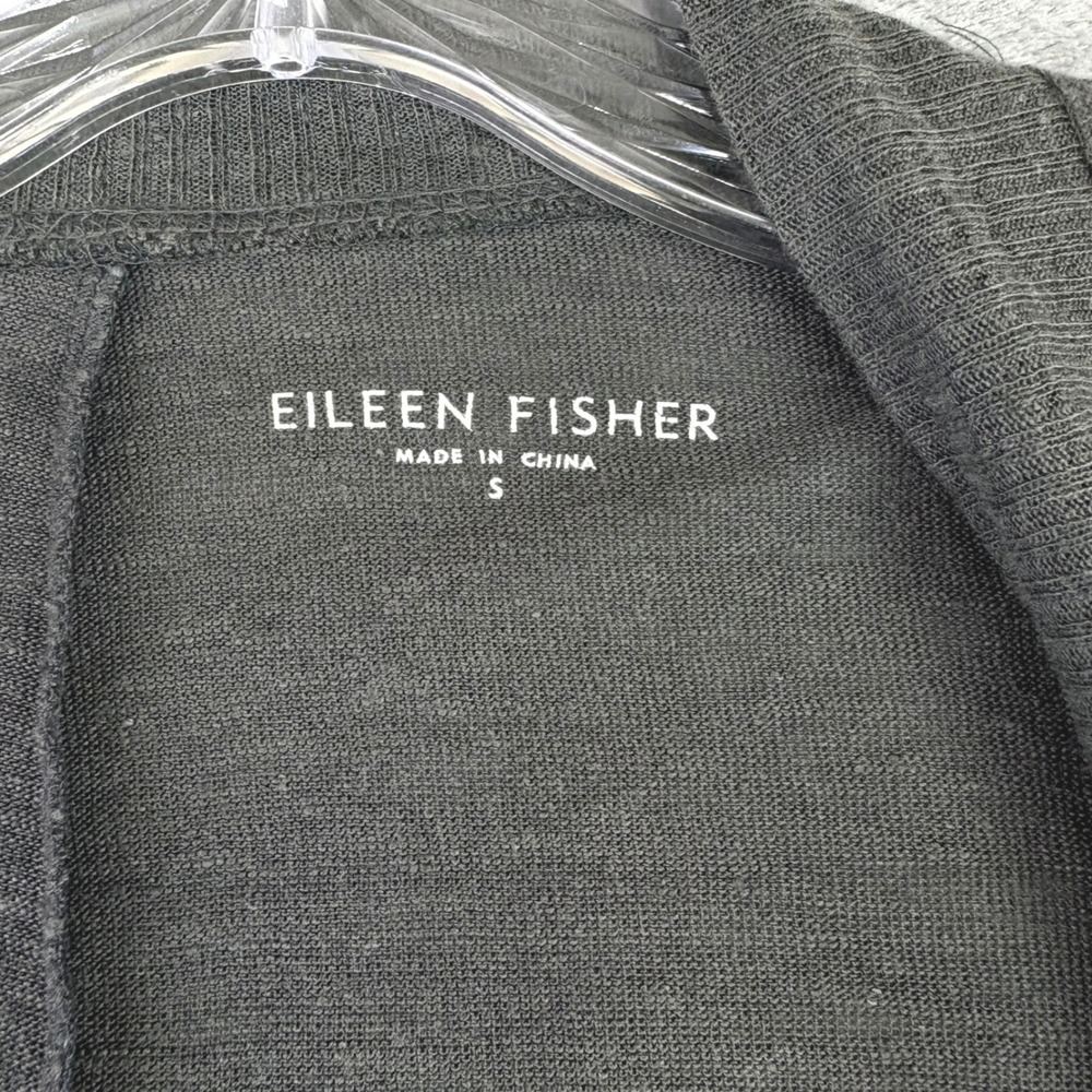 Eileen Fisher‎ S Grey 100% Linen Open Front Cardigan Draped Lagenlook Sweater - Picture 5 of 8